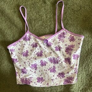 Floral Purple and White Crop Top
